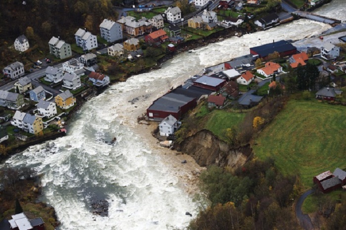 Norway, Flooded highway cut off Stavanger